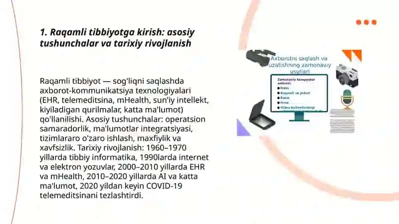Raqamli tibbiyot. Tibbiy masalalarni yechishda axborot texnologiyalari: asosiy tushunchalar va tamoyillar 3