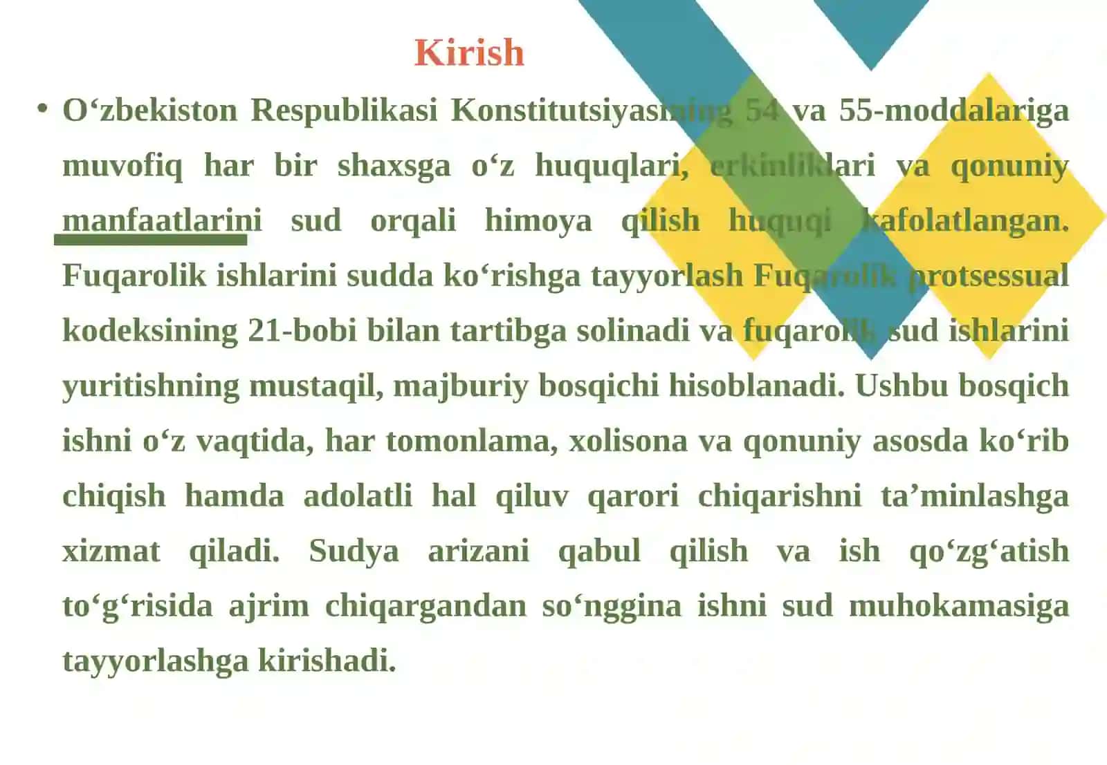 Fuqarolik ishini sudda ko‘rishga tayyorlash 3