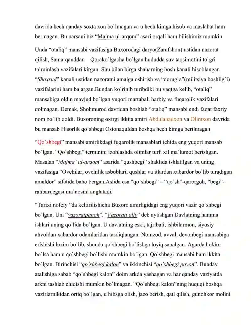 Buzoro amirligida saroy unvonlari va mansablari 3