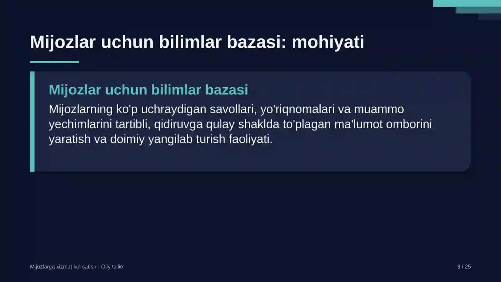 yuqumli kasalliklar shifoxonalarida mijozlar uchun bilimlar bazasini yaratish 7860 3