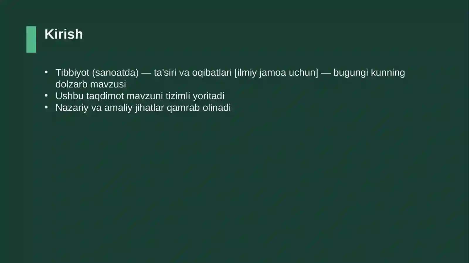 Tibbiyot (sanoatda) — ta'siri va oqibatlari [ilmiy jamoa uchun] 3