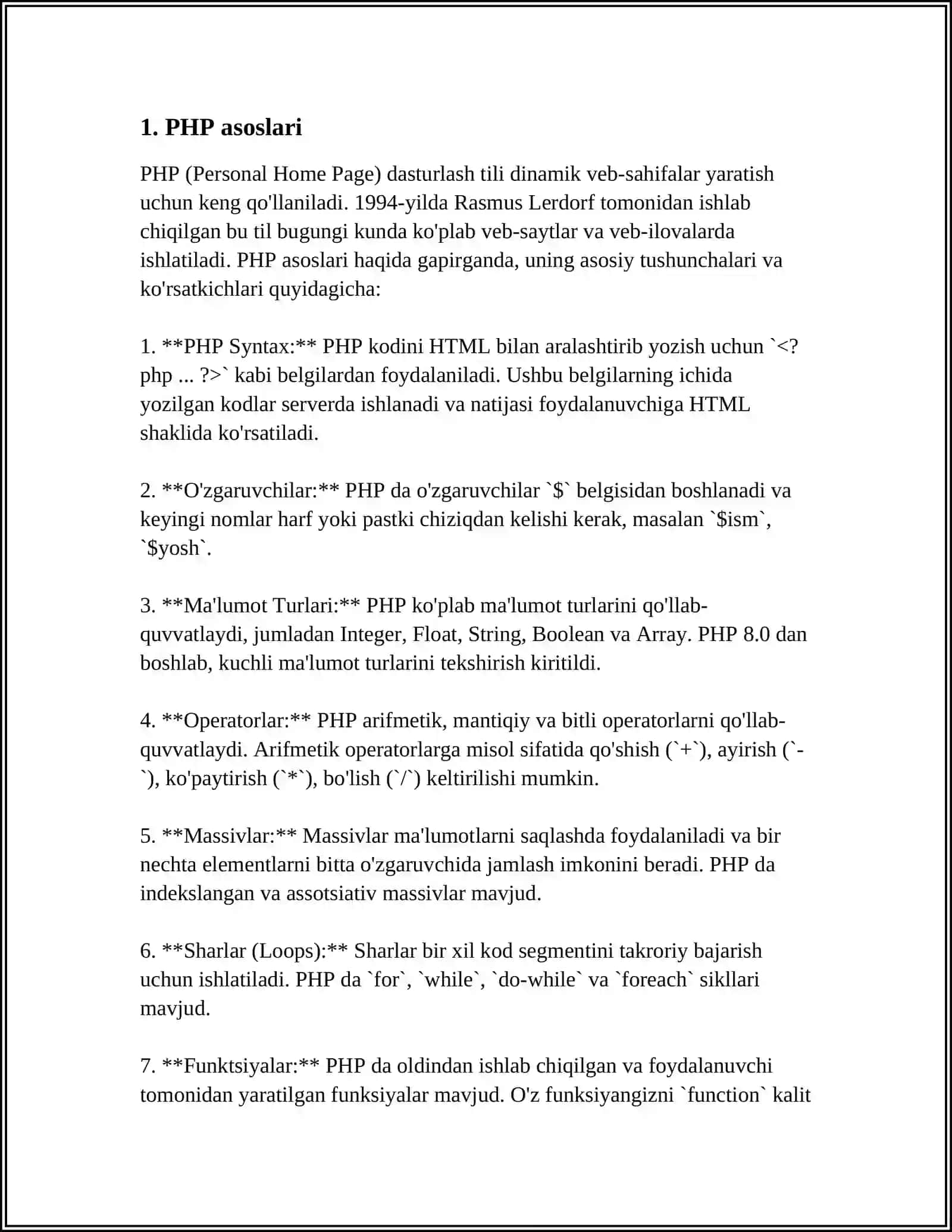 PHP VEB DASTURLASH TILIDA DARSLAR YARATISH. PHP VEB DASTURLASH TILIDA GRAFIKA BILAN ISHLAYDI 3