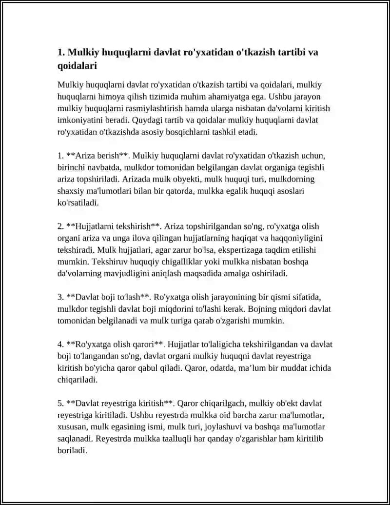 MULKIY HUQUQLARNI HIMOYA QILISHGA OID MUHIM TARTIB – QOIDALAR 3