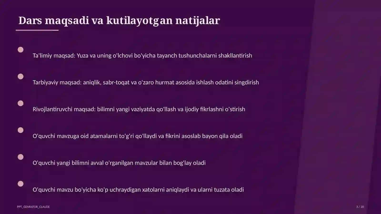 Yuza va uning o'lchovi (3-sinf) 3