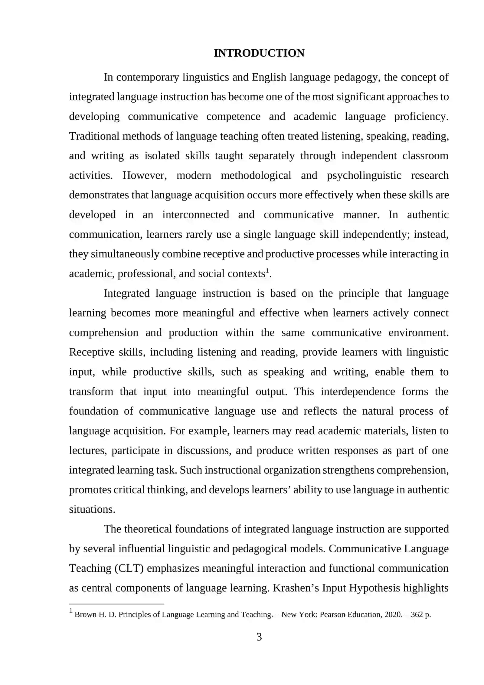 Theoretical models supporting integrated language instruction 3