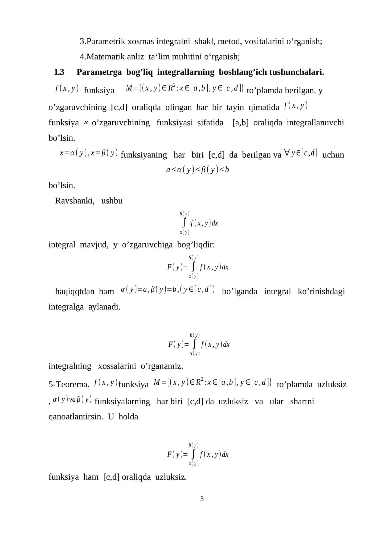 Parametrga bog‘liq xosmas integrallar 3