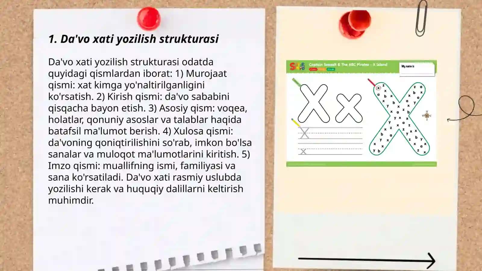 Da'vo xati, iltimos xati, so'rov xatining yozilish tartibi 3