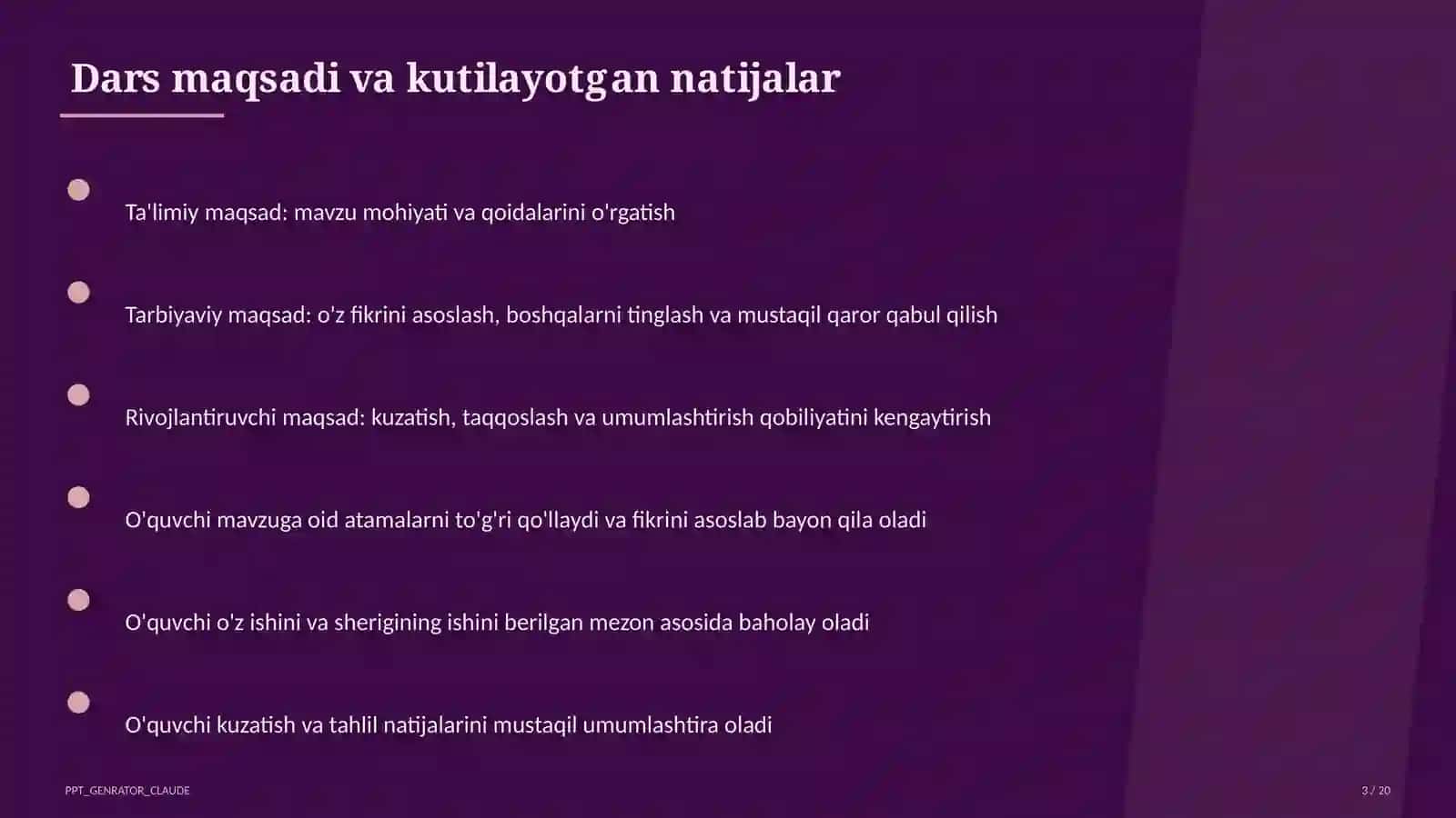 Sinf soati va tarbiyaviy tadbirlar (1-11) - o'qituvchilar uchun 3