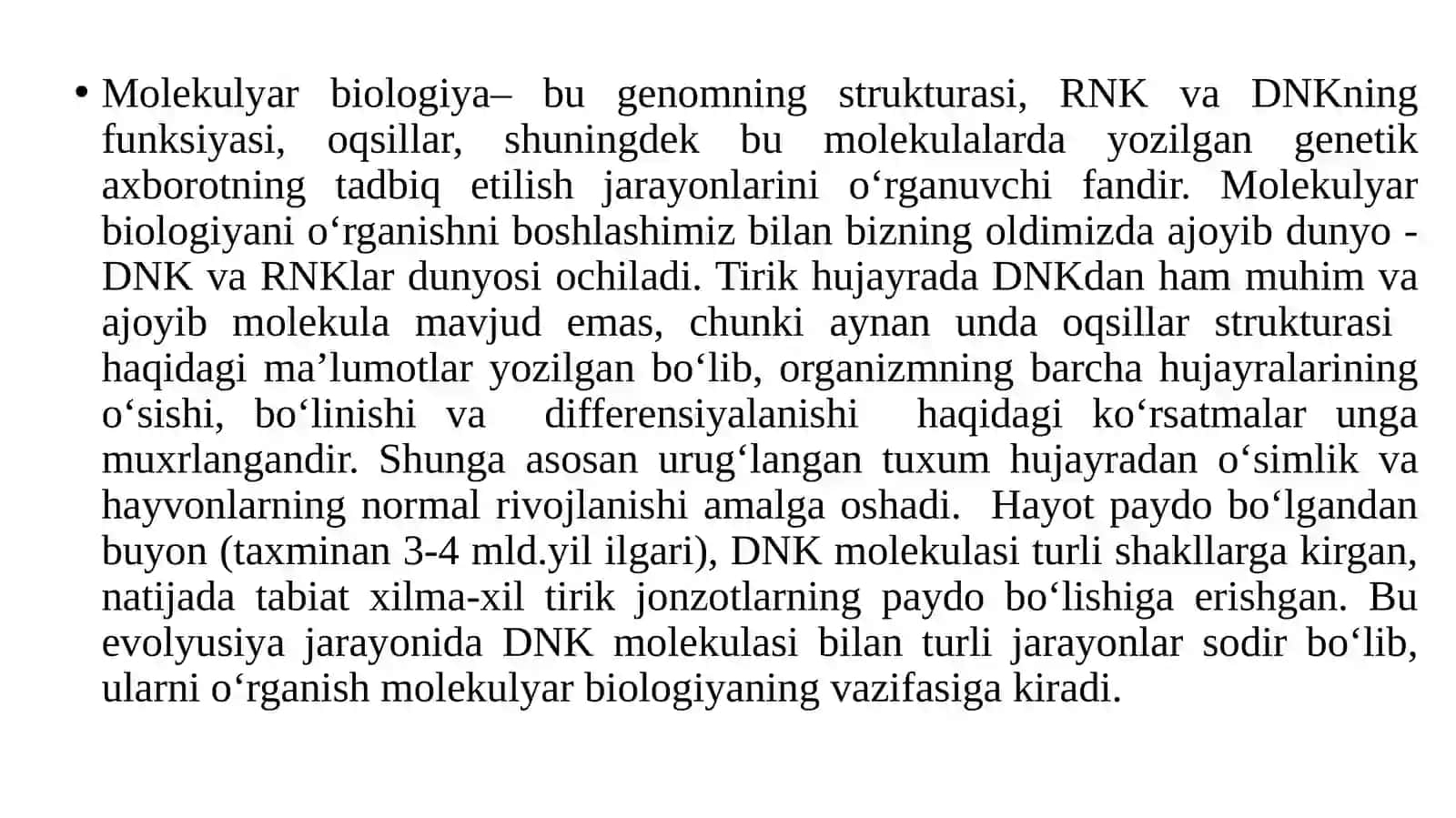 MOLEKULYAR GENETIKA VA MOLEKULYAR BIOLOGIYA GENMUHANDISLIGINING ASOSIY POYDEVORI 1-QISM 3