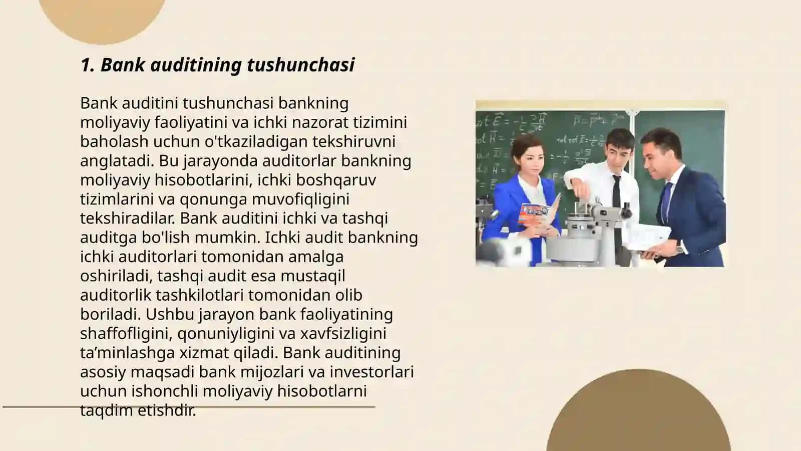 Bank auditining tashkil qilinishi va uning turlari 3