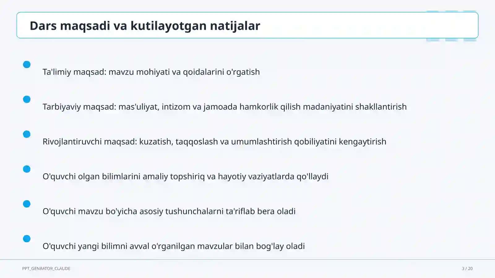 Dolzarb mavzular — maktab va o'qituvchilar (2026) — o'quvchilar uchun 3