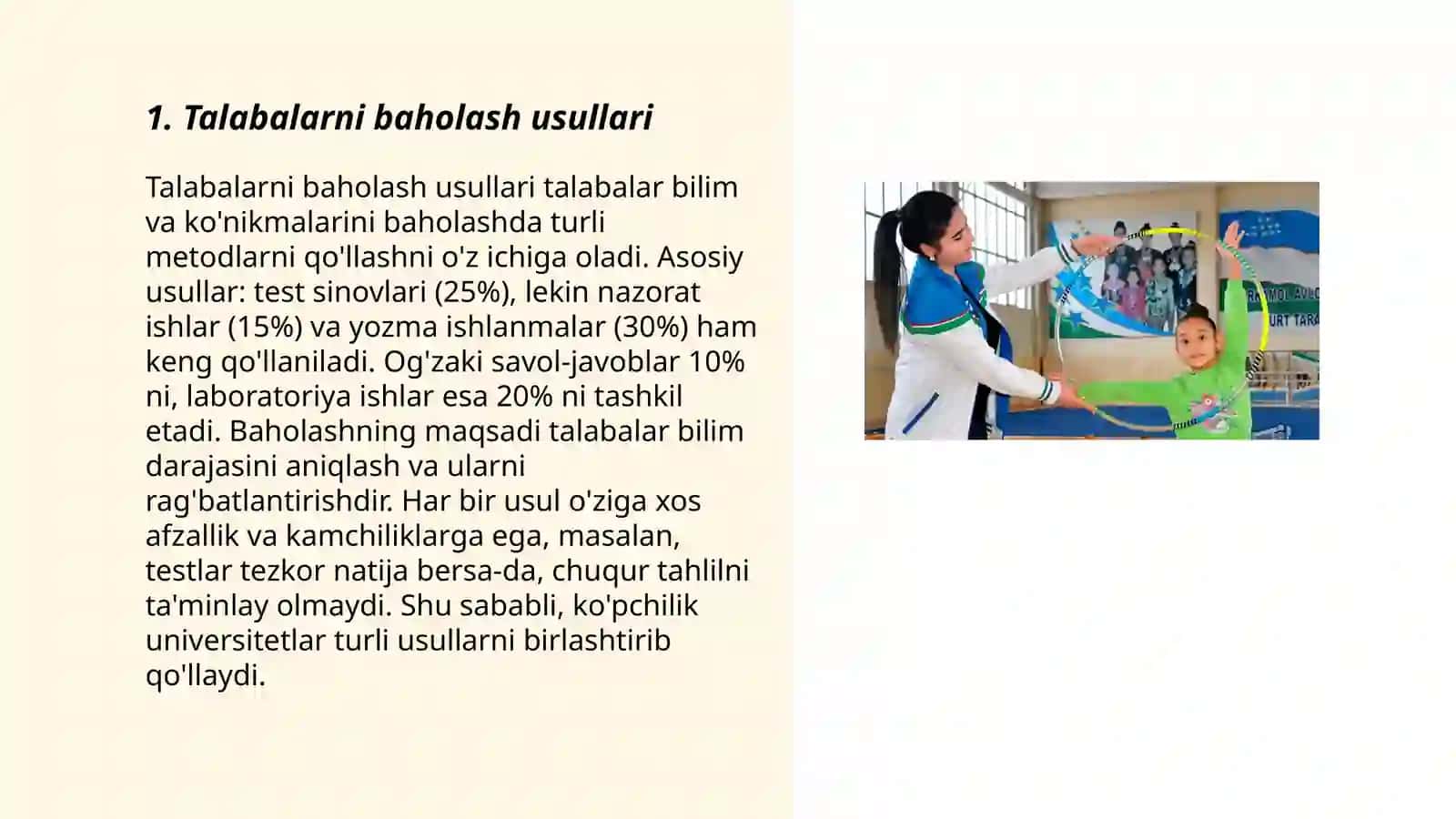 Tarbiya fani bo‘yicha talabalarni o‘zlashtirganlik darajasini nazorat qilish va baholash metodikasi 3