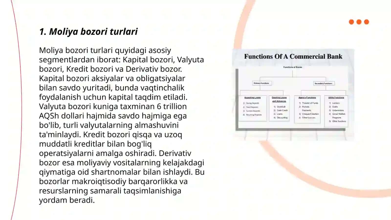 Moliya bozori, turlari va funksiyalari 3