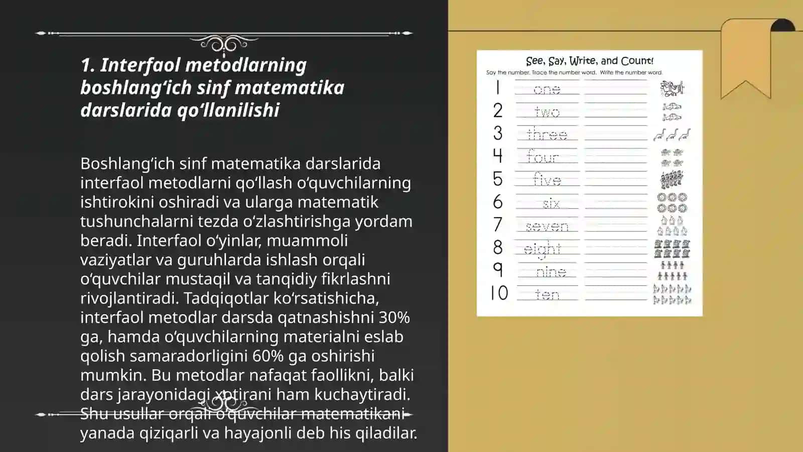 Boshlangʻich sinf matematika darslarida interfaol metodlardan foydalanish yoʻllari 3