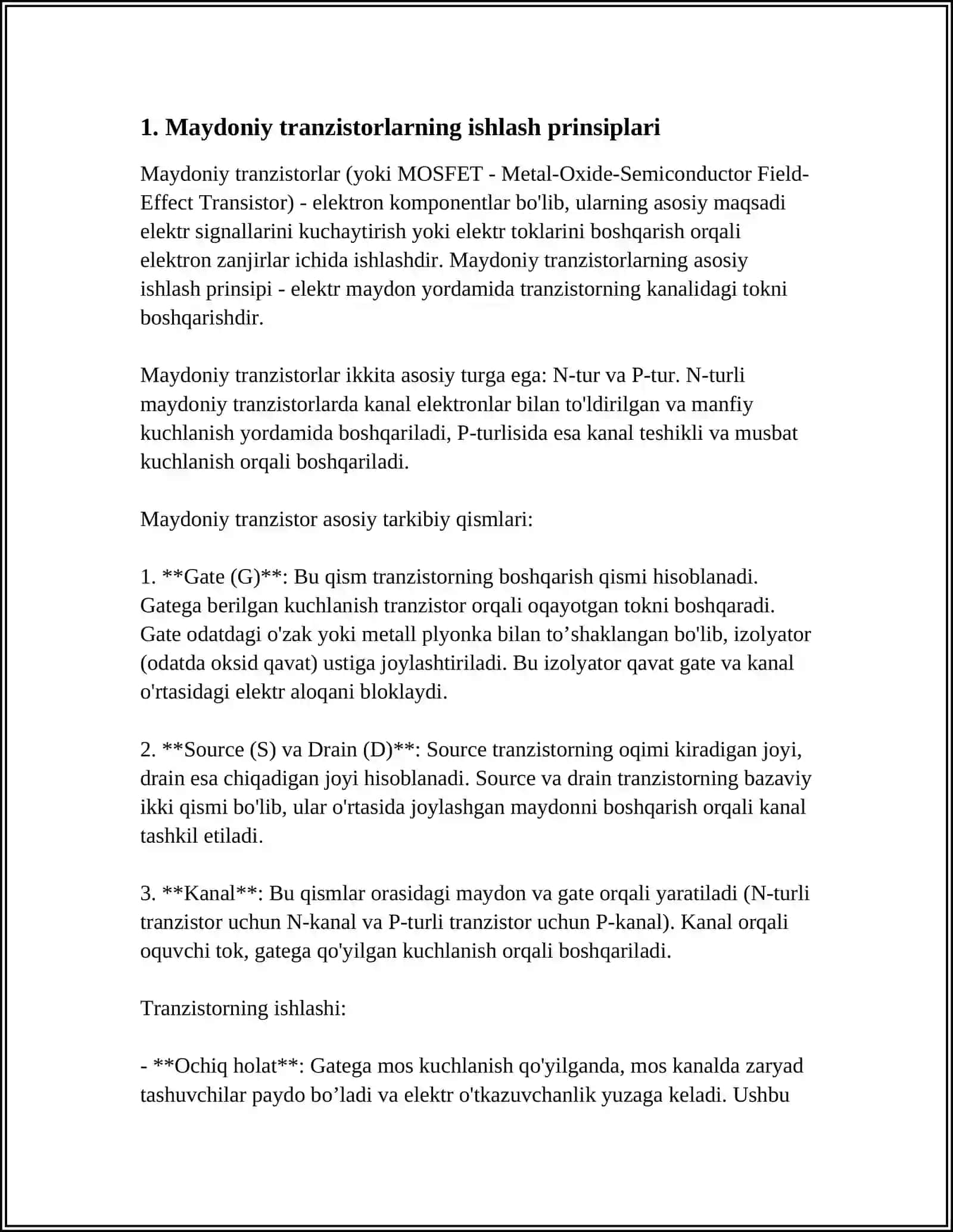MAYDONIY TRANZISTORDA YASALAGAN TOK GENERATORINI TADQIQ ETISH 3
