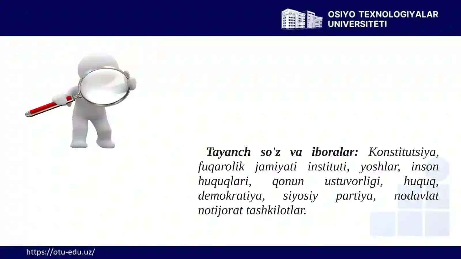 KONSTITUTSIYADA FUQAROLIK JAMIYATI INSTITUTLARI FAOLIYATI BILAN BOG'LIQ QOIDALAR 3
