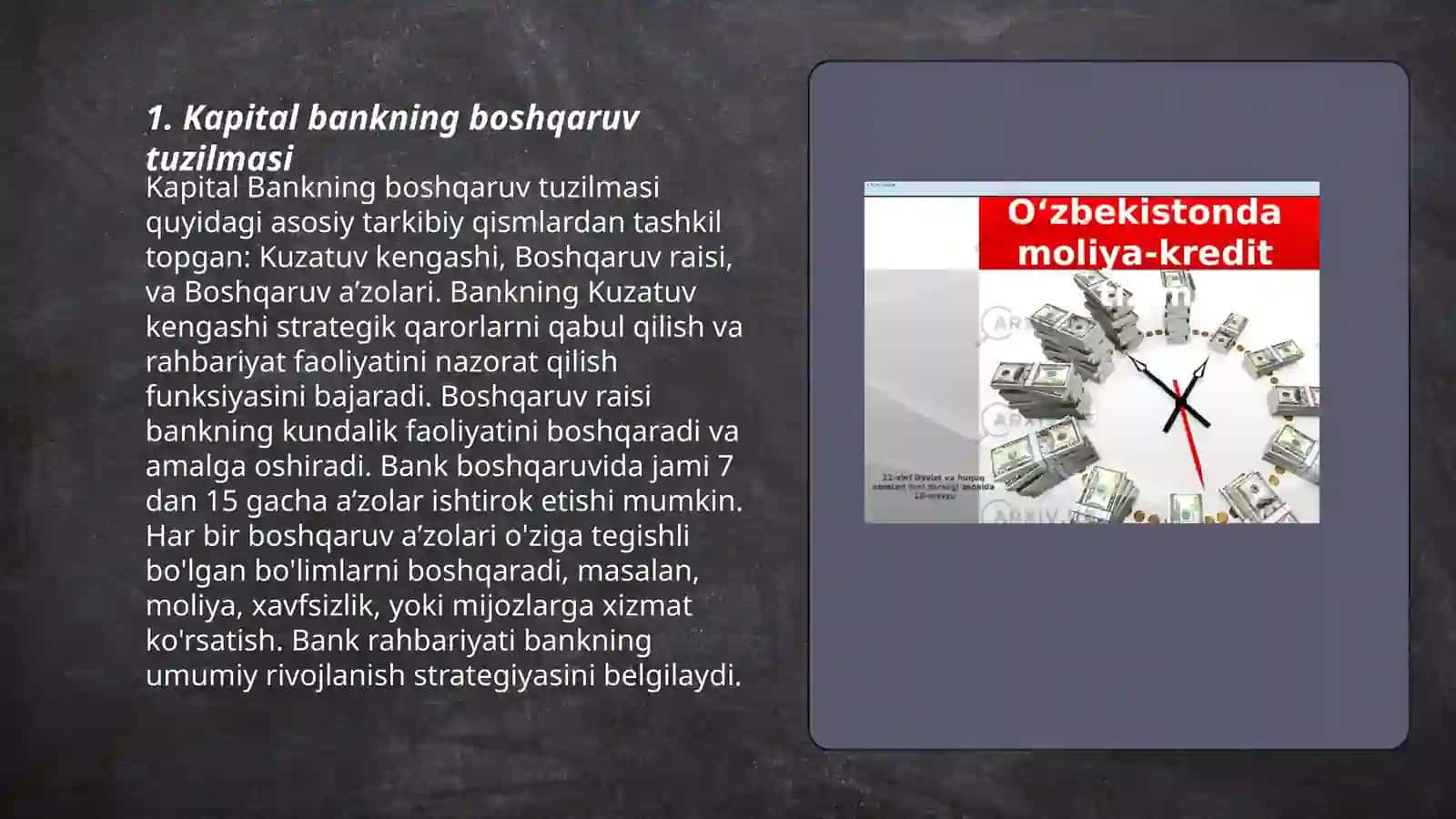 Kapital bankning tashkiliy strukturasi, moliyaviy natijalari va dvident siyosati 3