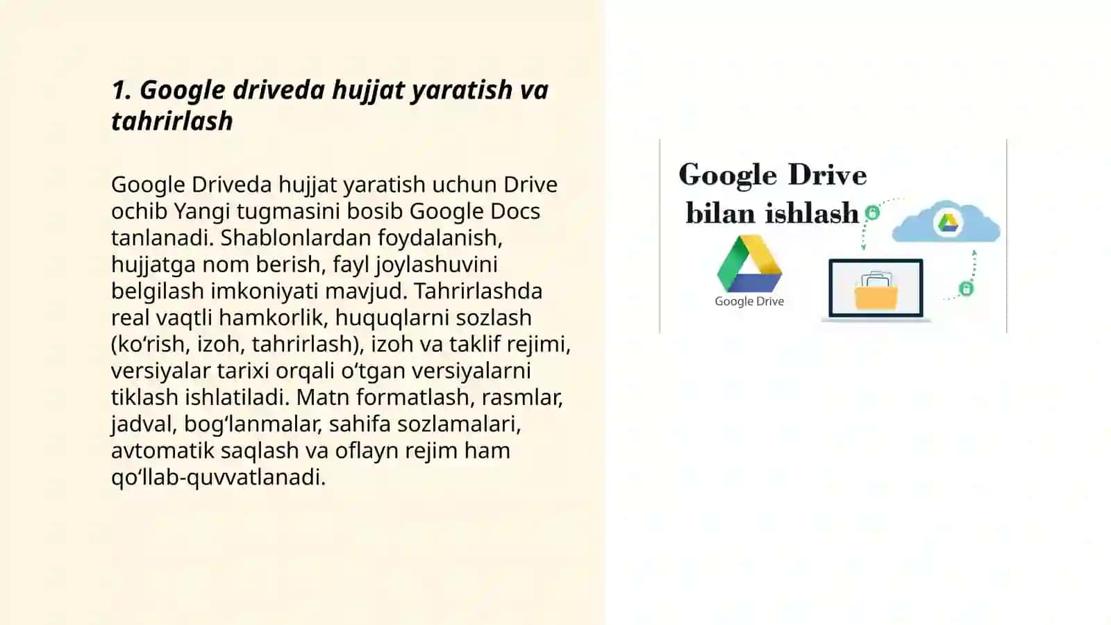 Google driveda hujjatlar bilan ishlash 3