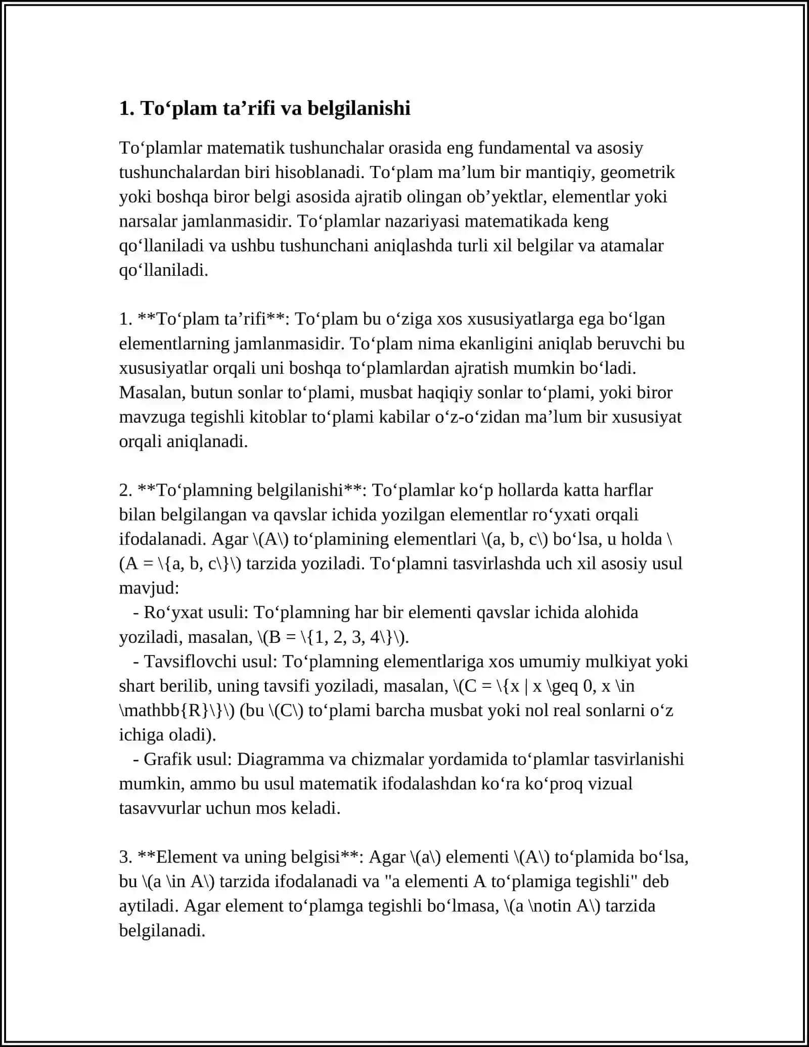 TOʻPLAMLAR 3