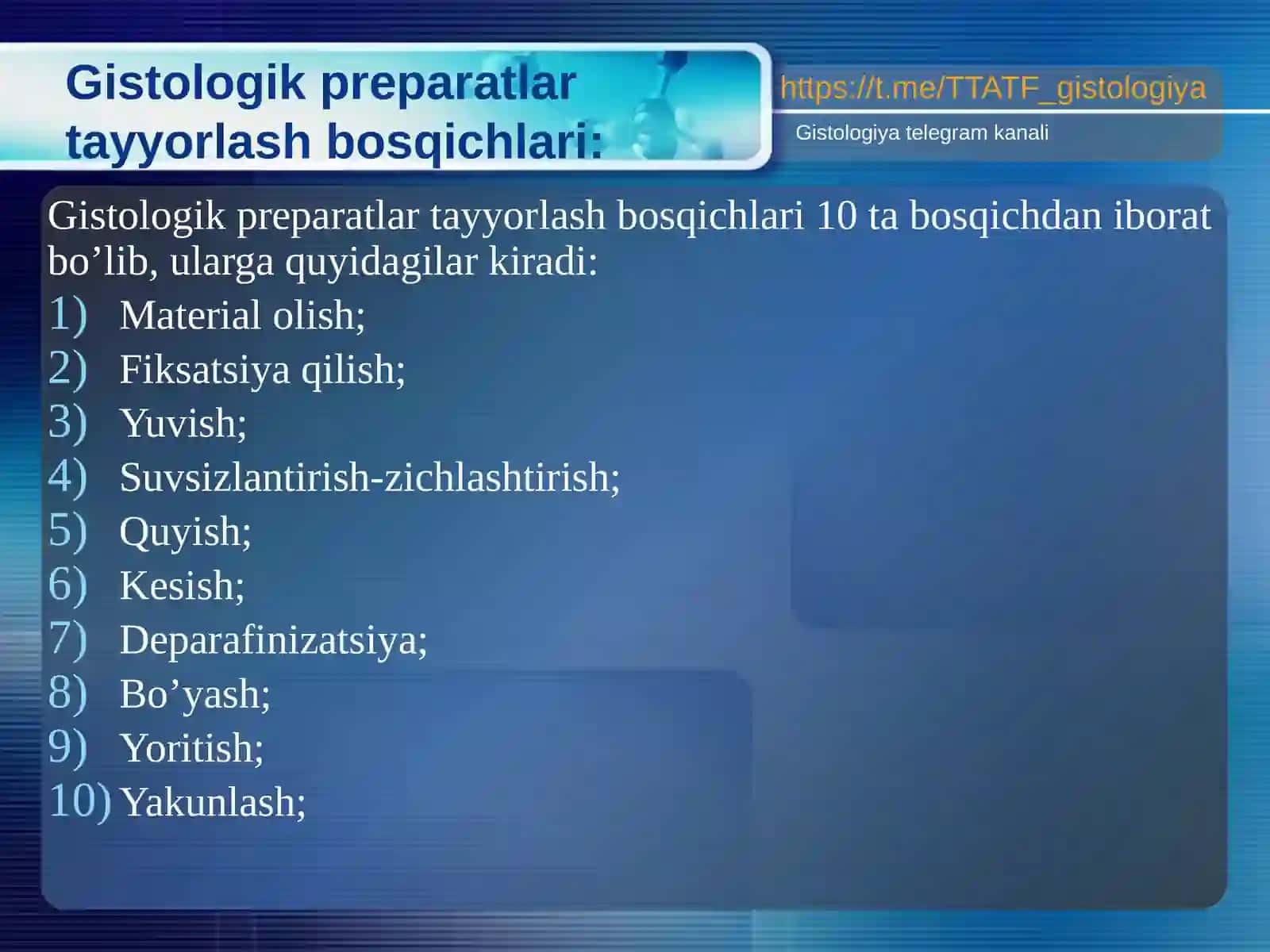 Gistologik preparatlarni tayyorlash texnikasi 3