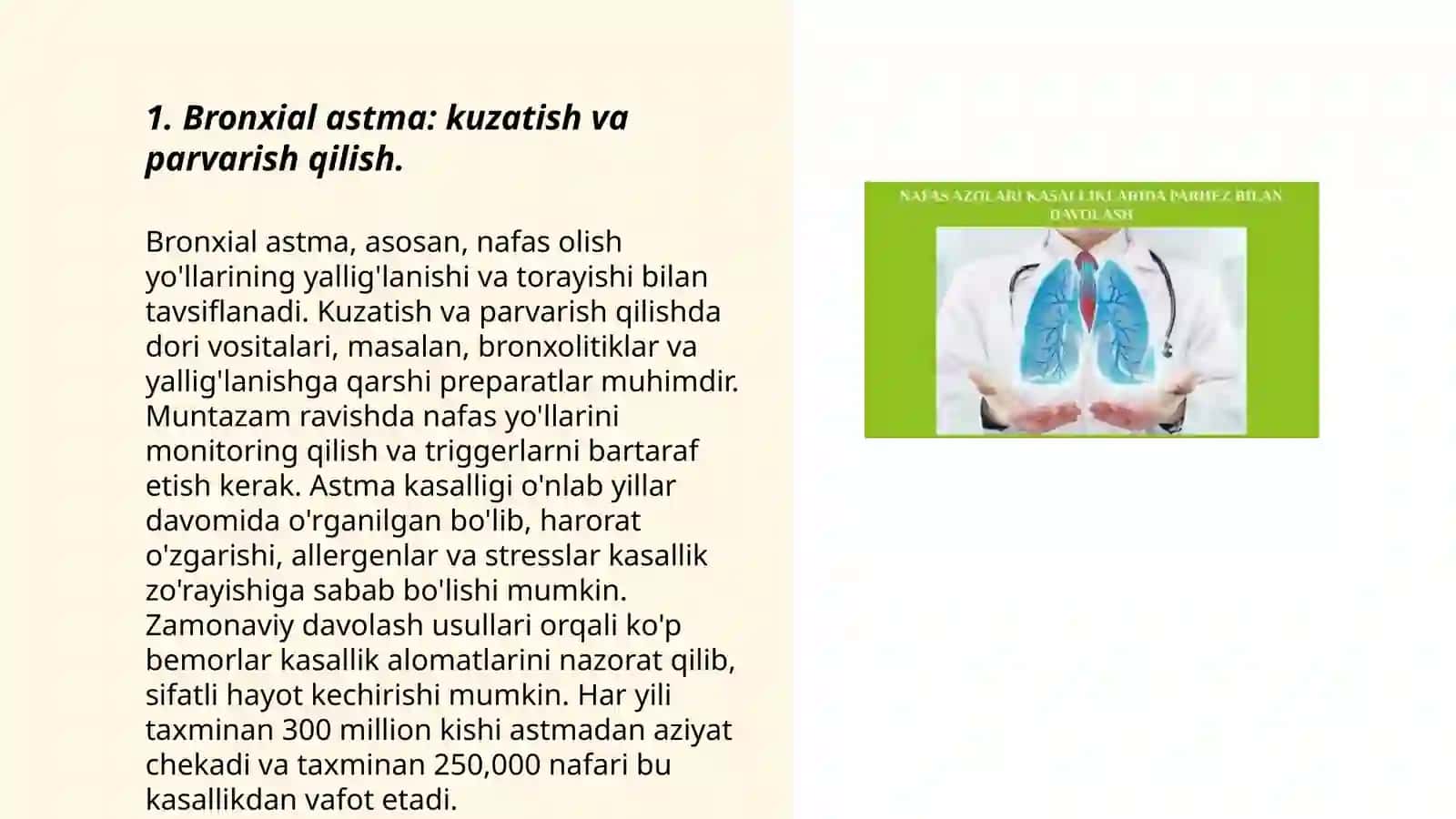Nafas olish tizimi kasalliklarida bemorlarni kuzatish va parvarish qilish 3