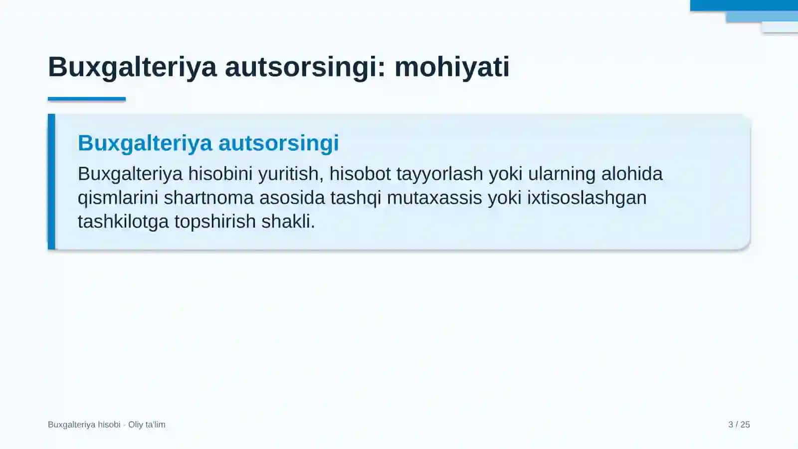 Buxgalteriya Hisoqi · Oliy Ta'lim 3