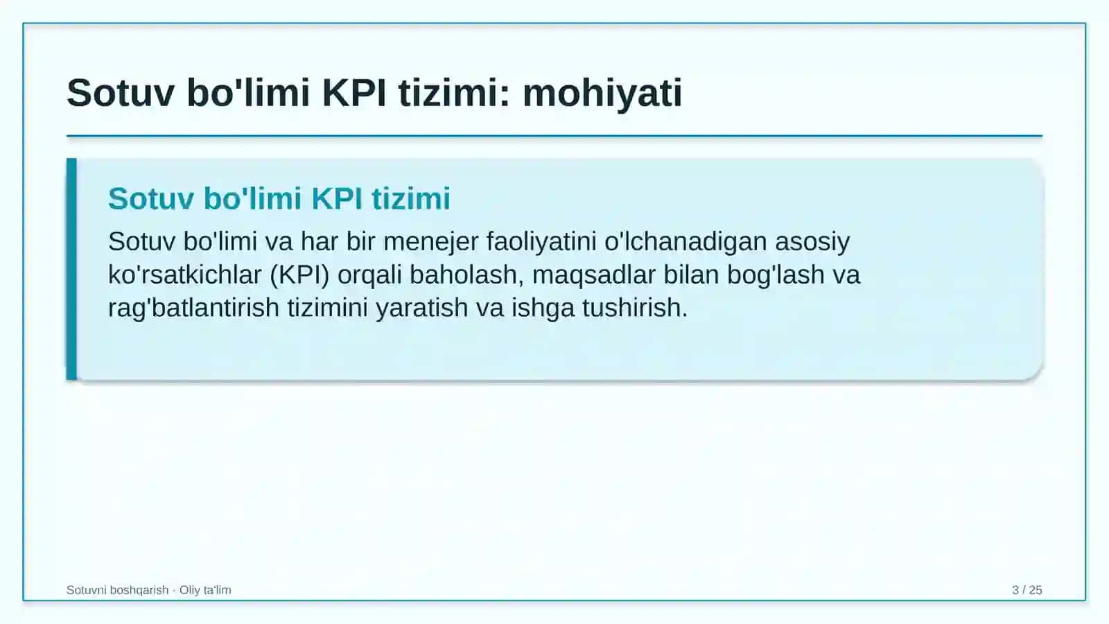 Doktoranturada sotuv bo'limi KPI tizimini joriy etish 3