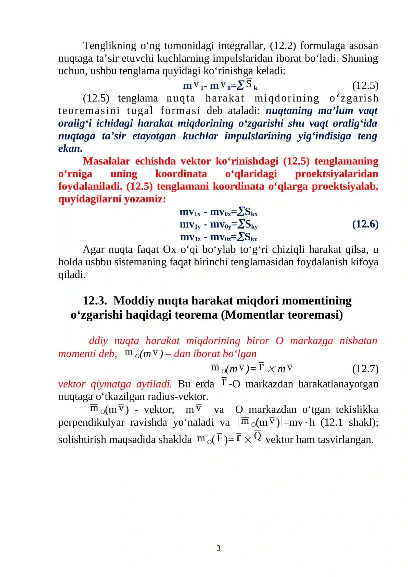 Dinamikaning umumiy teoremalari 3