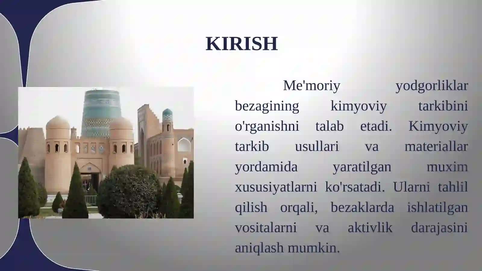 Me'moriyyodgorliklar bezagini kimyoviy tarkibi 3