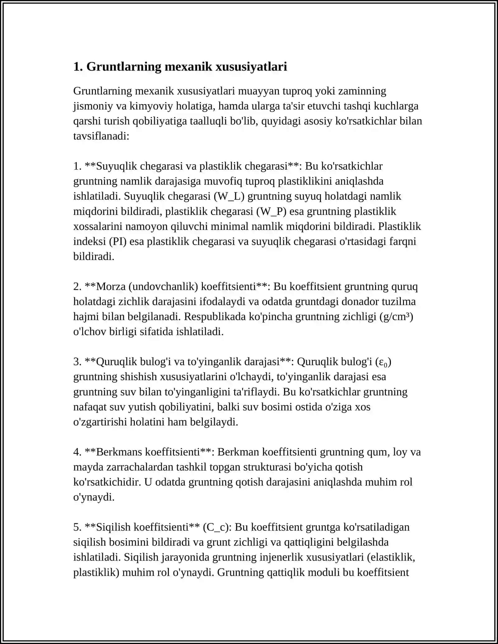 GRUNTLARNING REOLOGIJ XUSUSIYATLARINI VA ULARNI HISOBGA OLISH 3