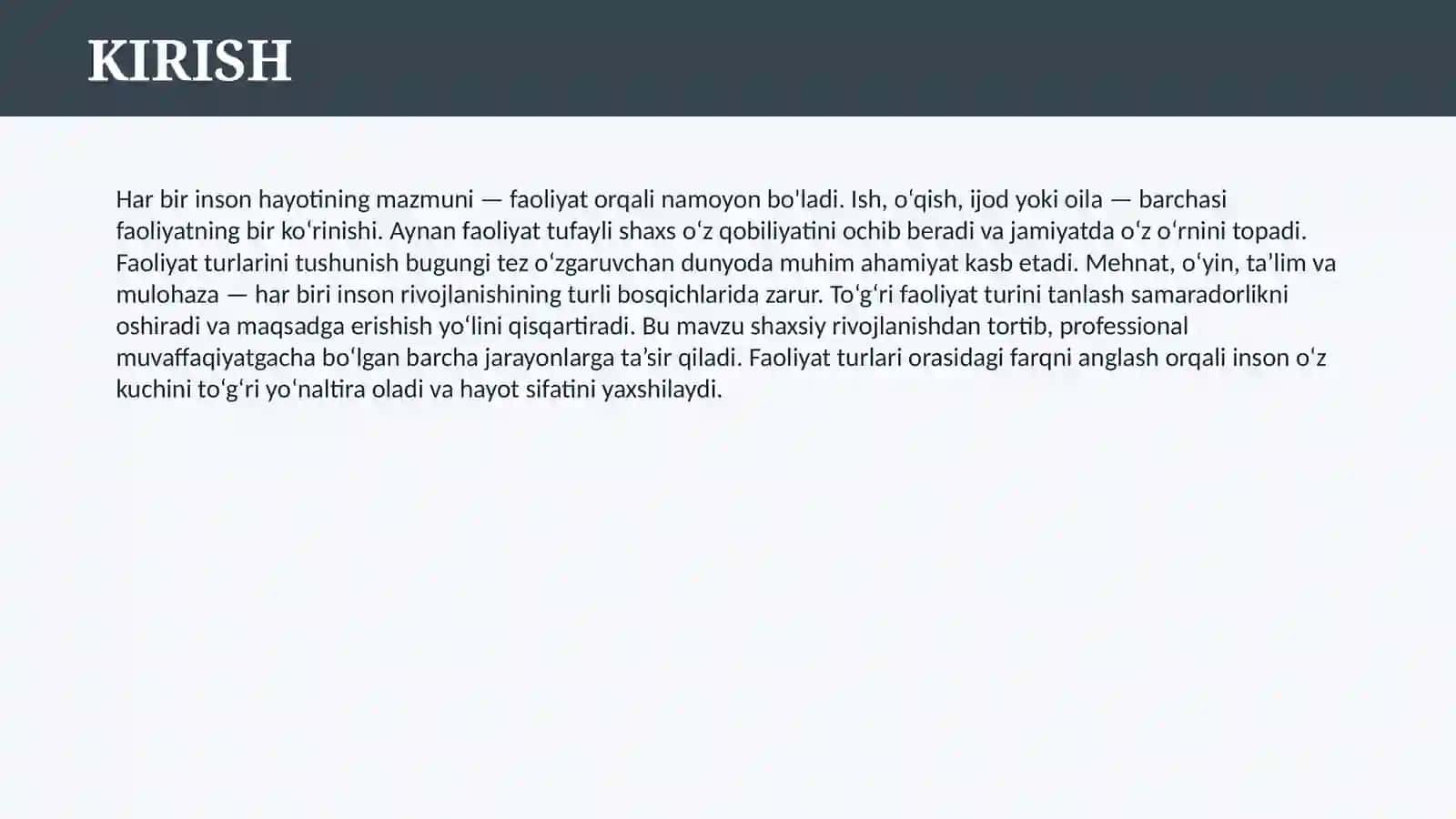 FAOLIYAT VA FAOLIYAT TURLARI 3