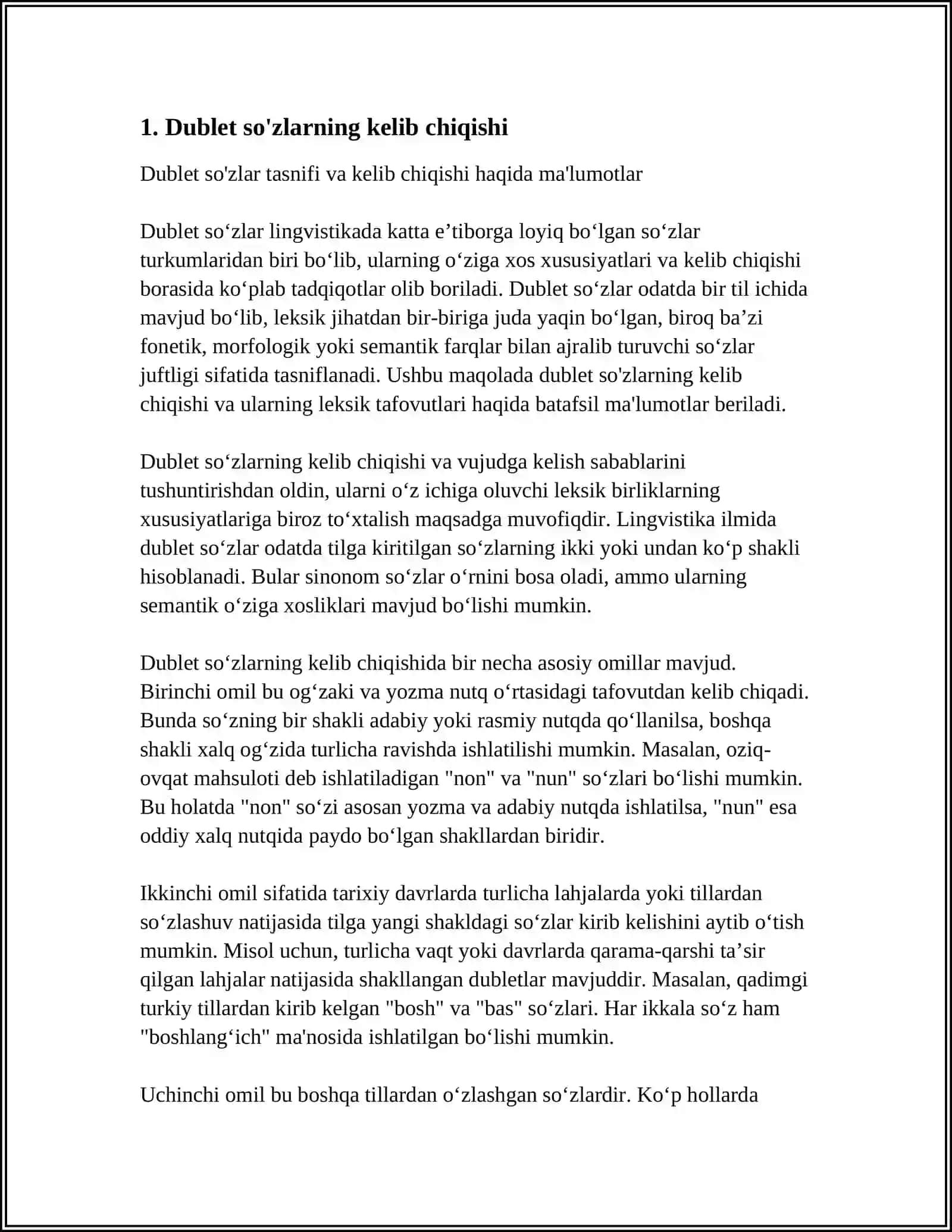 O'ZBEK TILIDA LEKSIK DUBLETLAR 3