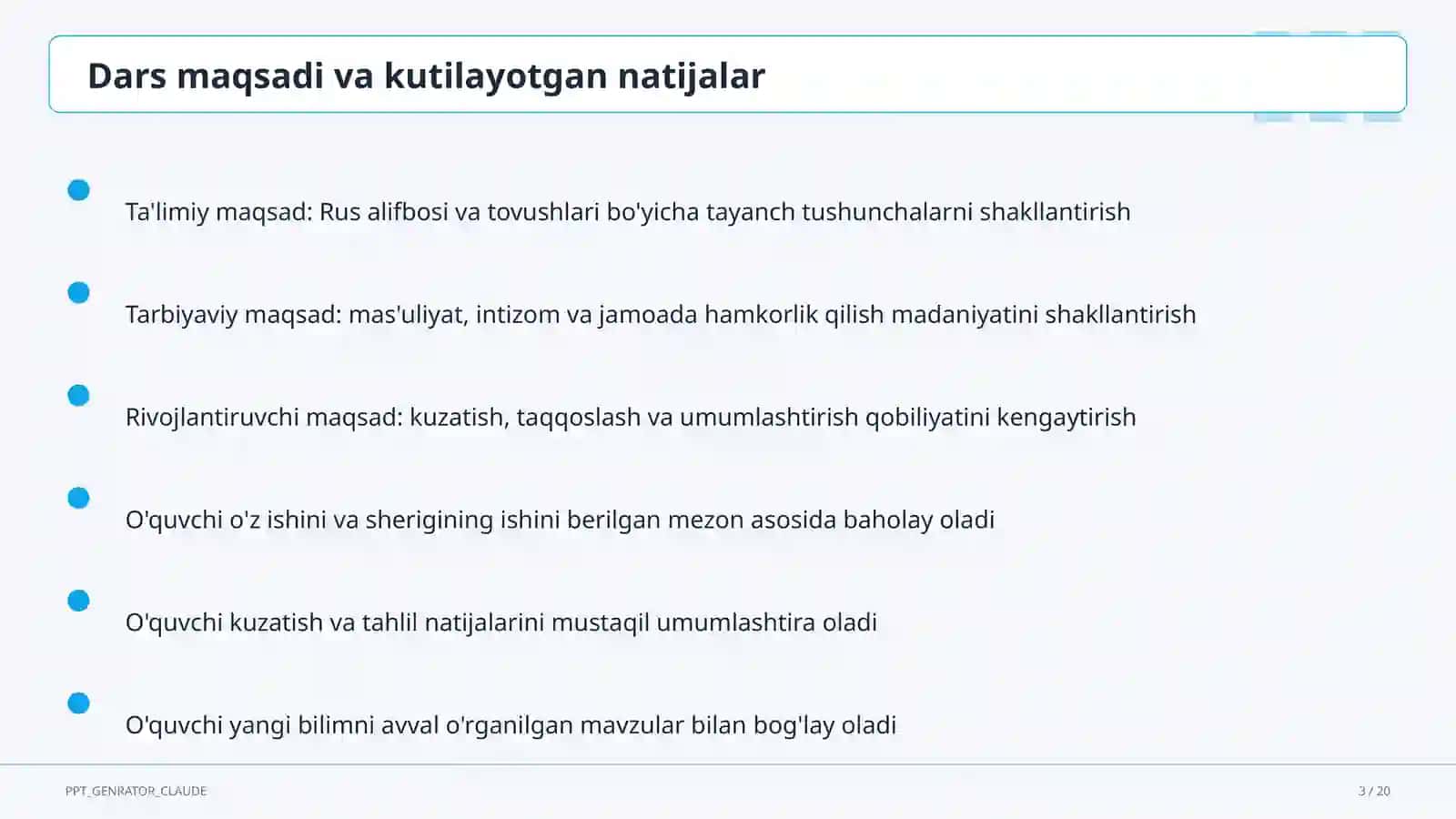 Rus alifbosi va tovushlari (2-sinf) 3