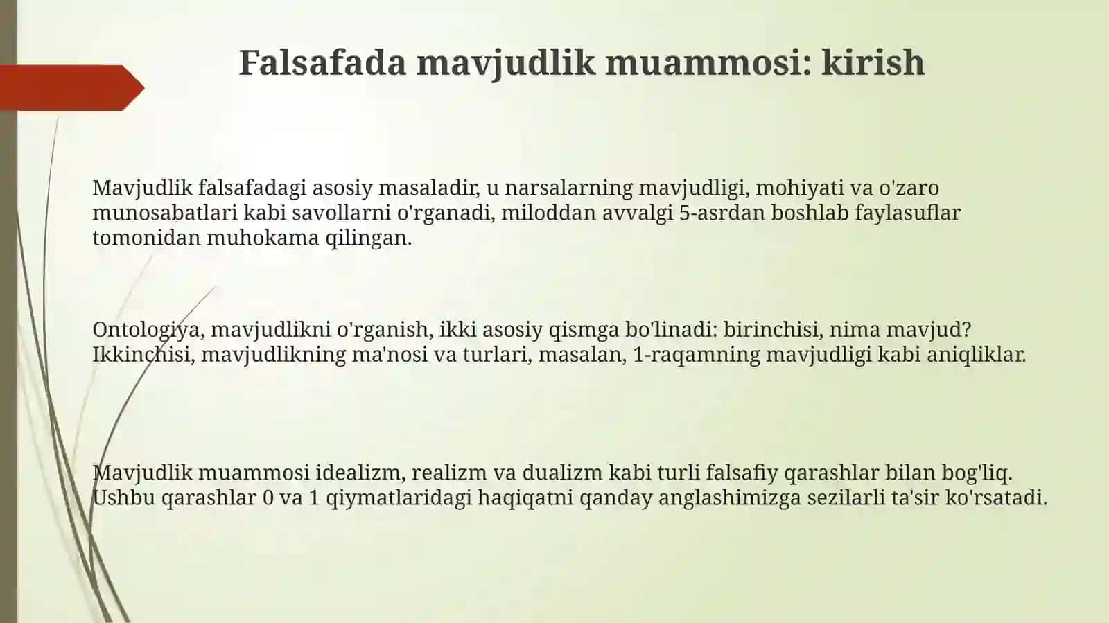 Falsafada borliq masalasi 3
