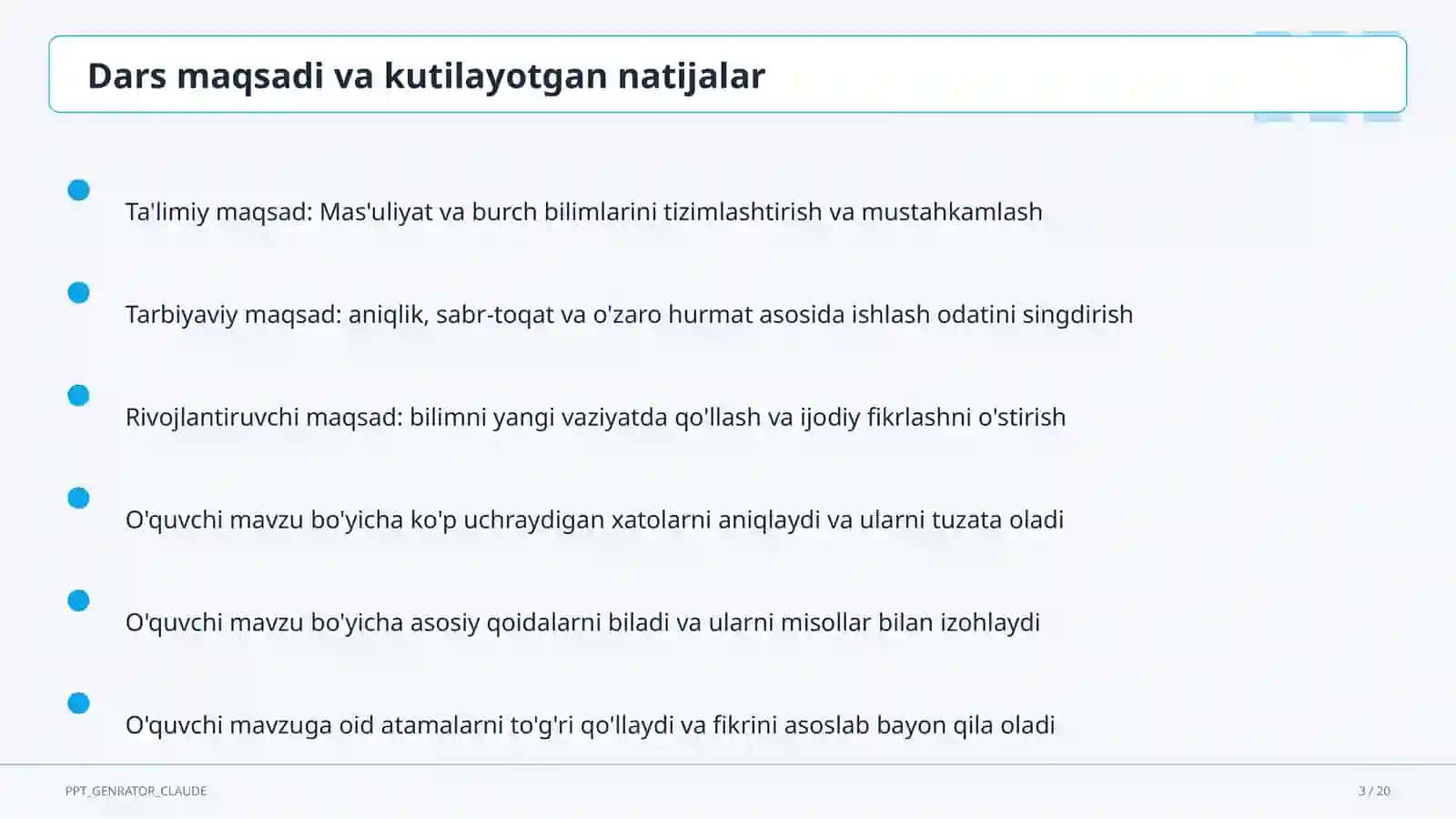 Mas'uliyat va burch (6-sinf) 3