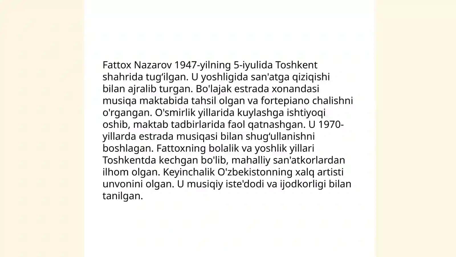 Fattox Nazarov hayoti va ijodi haqida MALUMOT 3