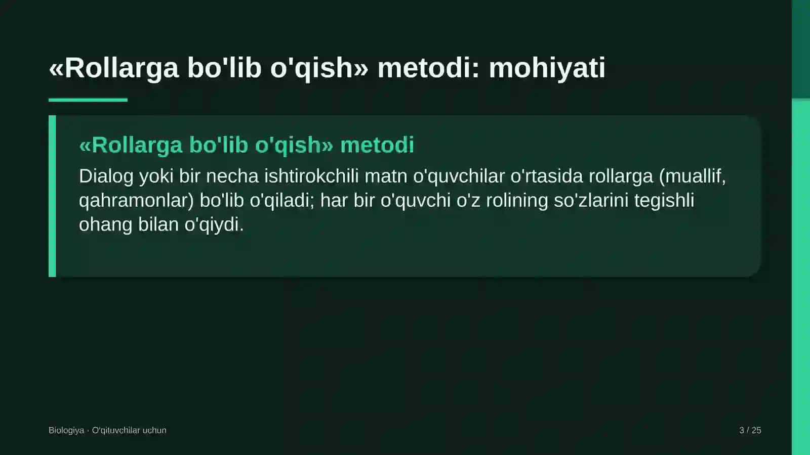 biologiya darslarida rollarga bo'lib o'qish metodidan foydalanish 7930 3