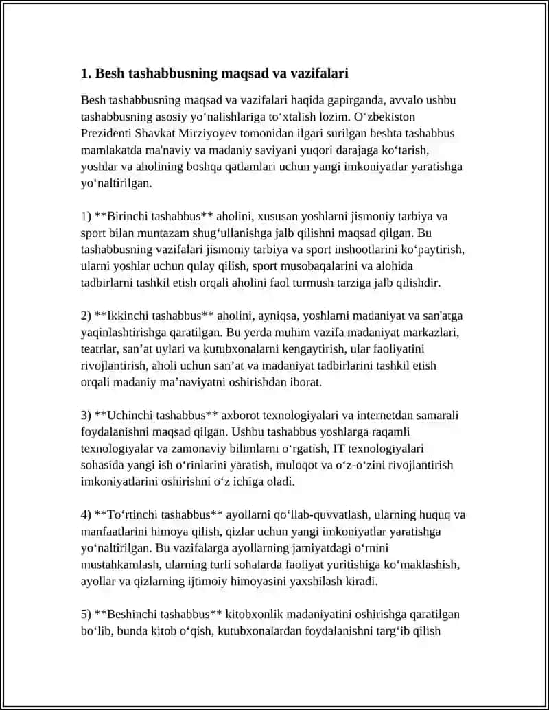Besh tashabbus va uning yuksak ma'nviy madaniyatni ta'minlashdagi o'rni 3