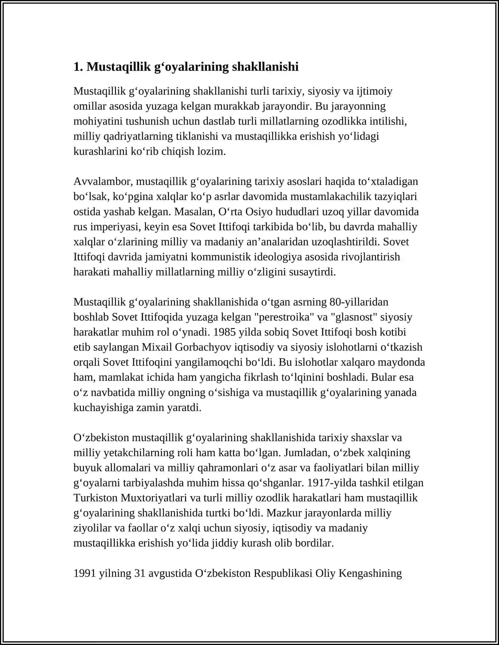 OʻZBEKISTONDA MUSTAQILLIK GʻOYALARIING TARIXIY ASOSLARI 3