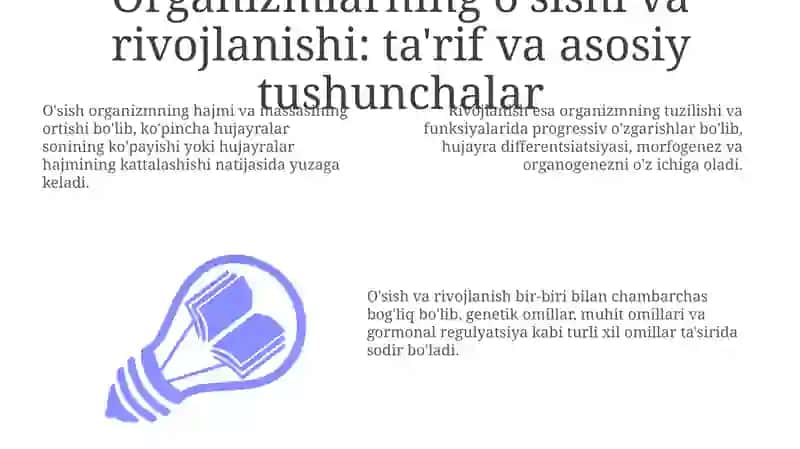 Bola organizmining o‘sishi va rivojlanishi, ularning nisbati 3