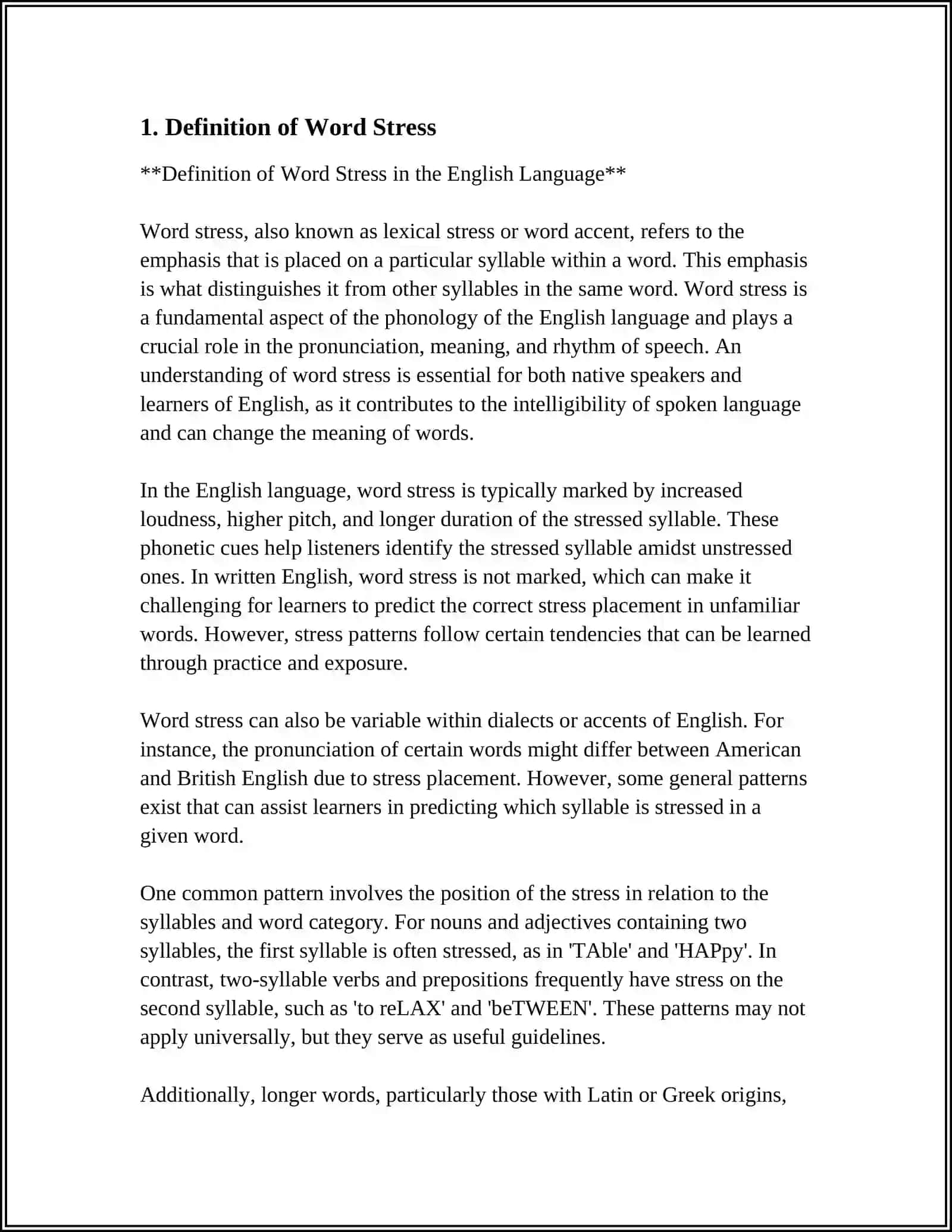 Definition of Word Stress 3