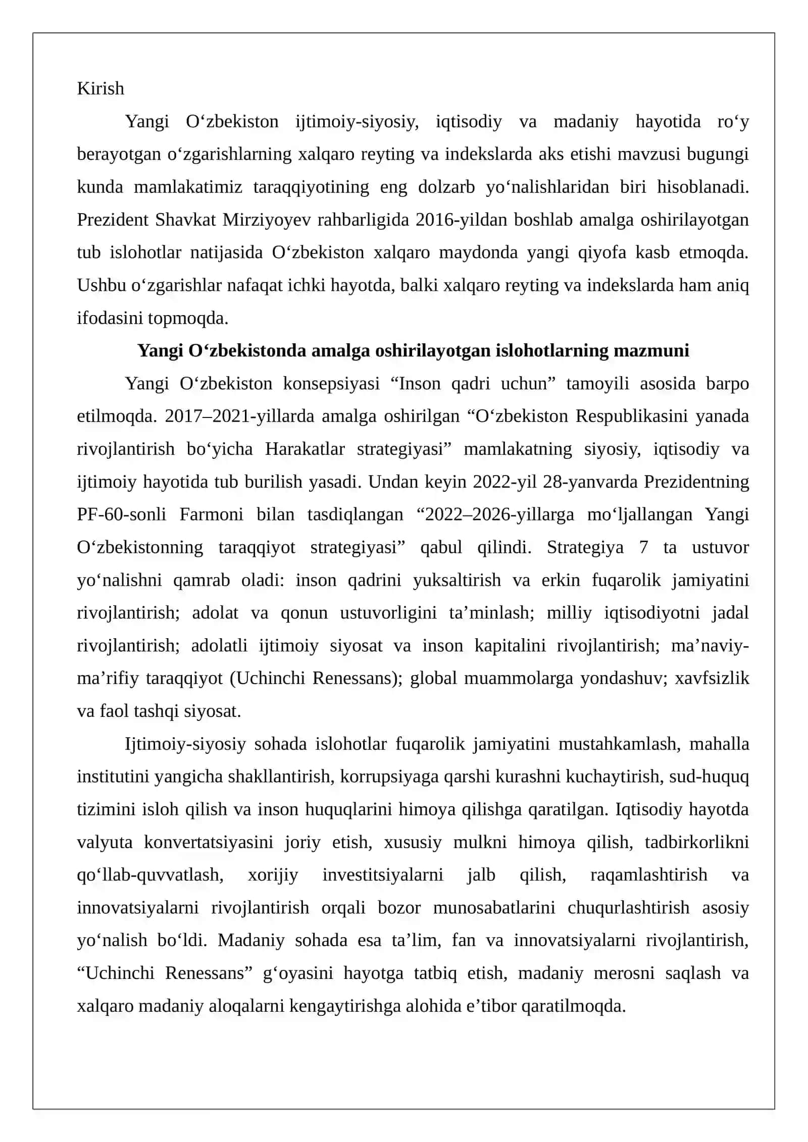 Yangi O‘zbekiston ijtimoiy-siyosiy, iqtisodiy va madaniy hayotidagi o‘zgarishlar 3