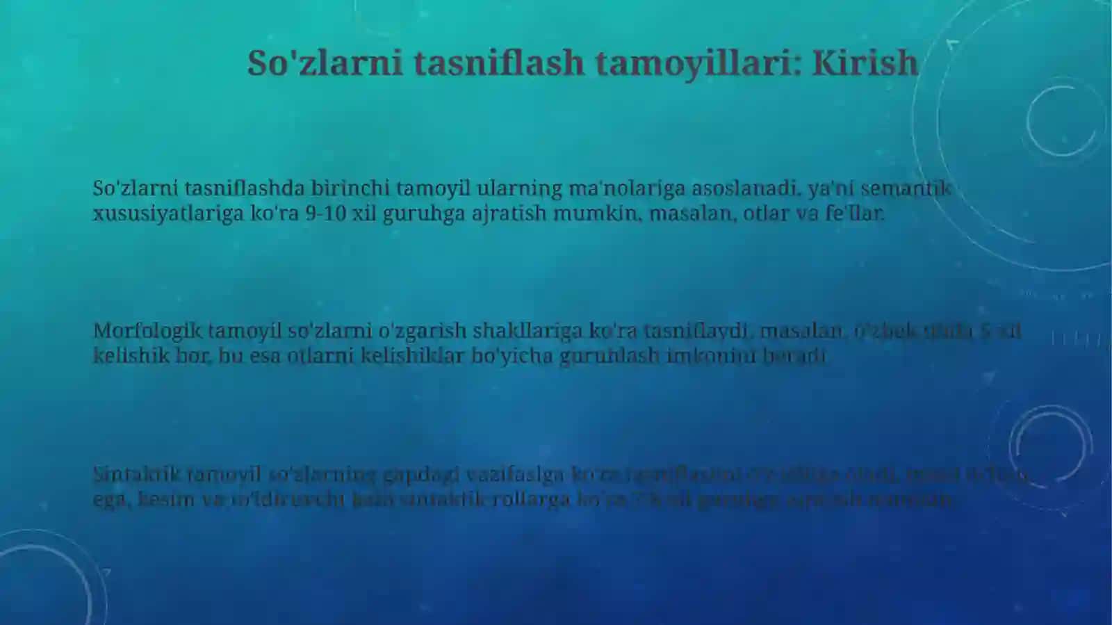 Soʻzlarni turkumlash tamoyillari tasnif asoslari 3
