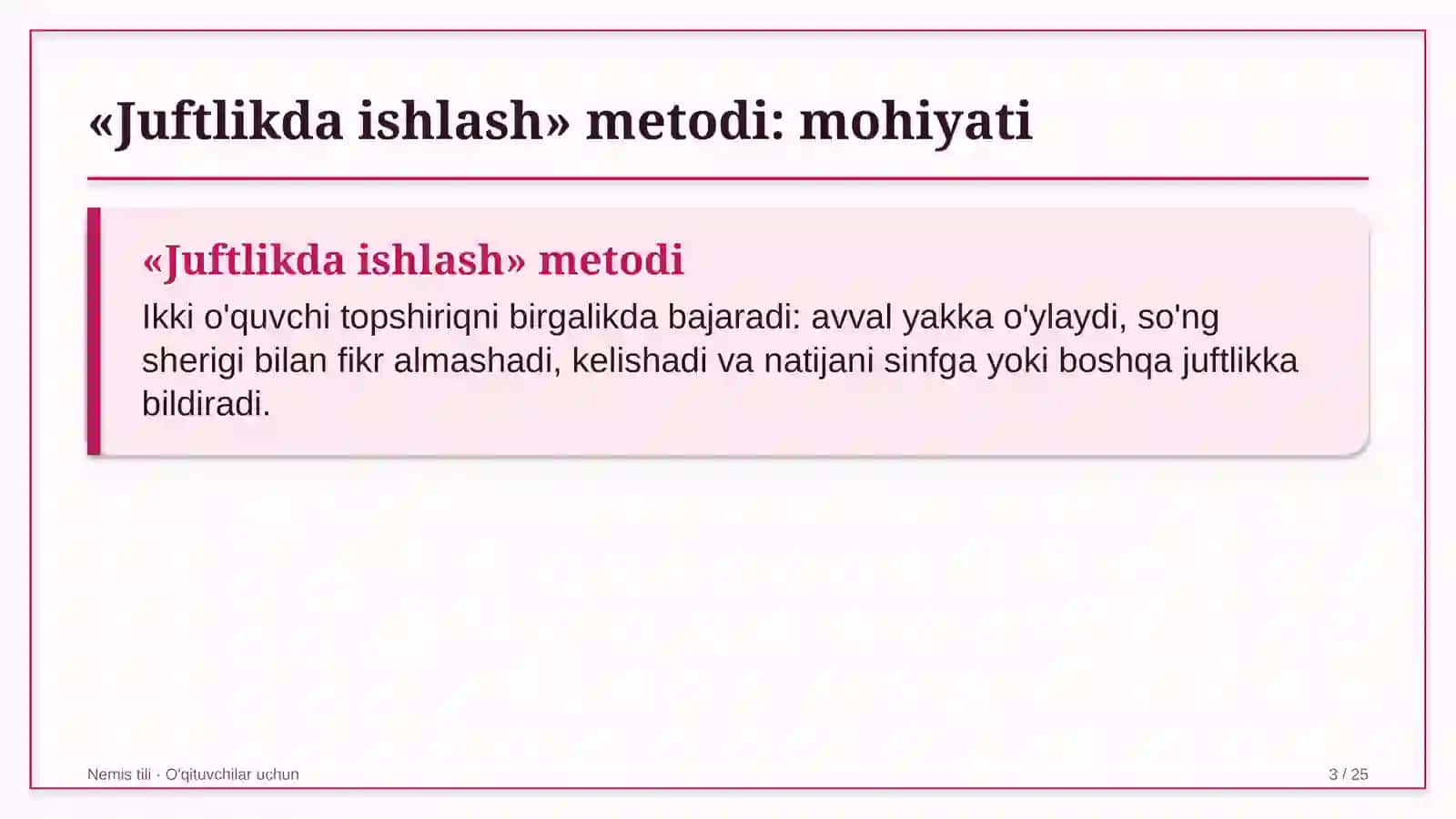 nemis tili darslarida juftlikda ishlash metodidan foydalanish 3442 3