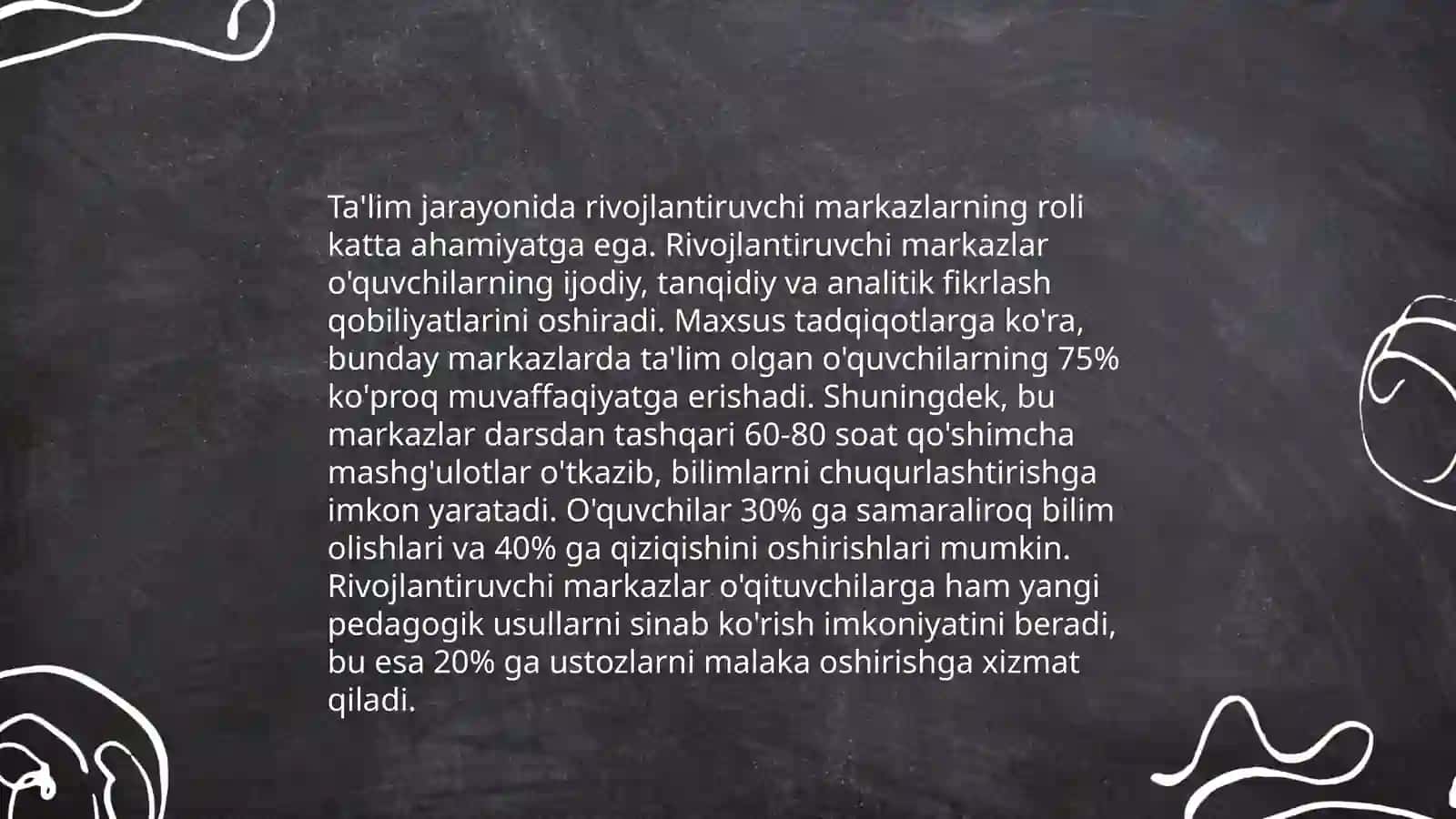 Rivojlantiruvchi markazlarda ta'lim jarayonlarining boğliqligi va öziga xosligi Sojida Tadjibaevna 3