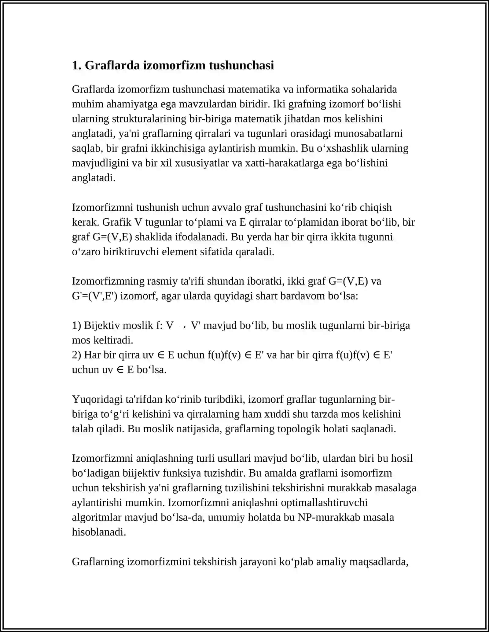 GRAFLAR ORASIDAGI IZOMORFEMANI ANIQLASH 3