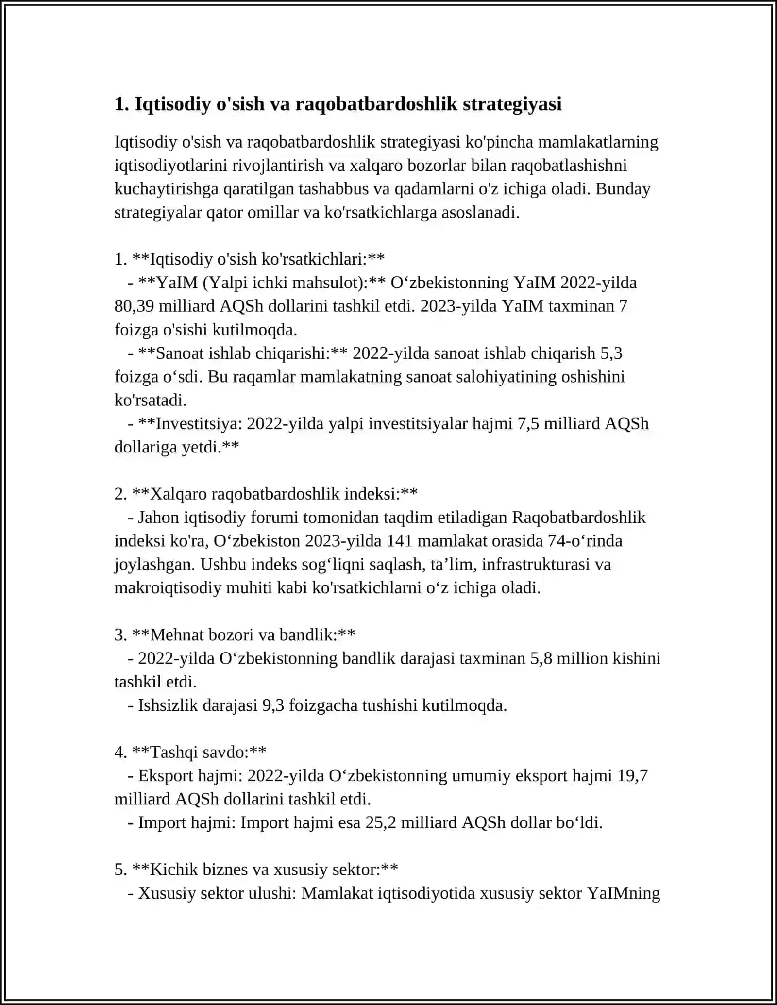 Iqtisodiy o'sish va raqobatbardoshlik strategiyasi 3