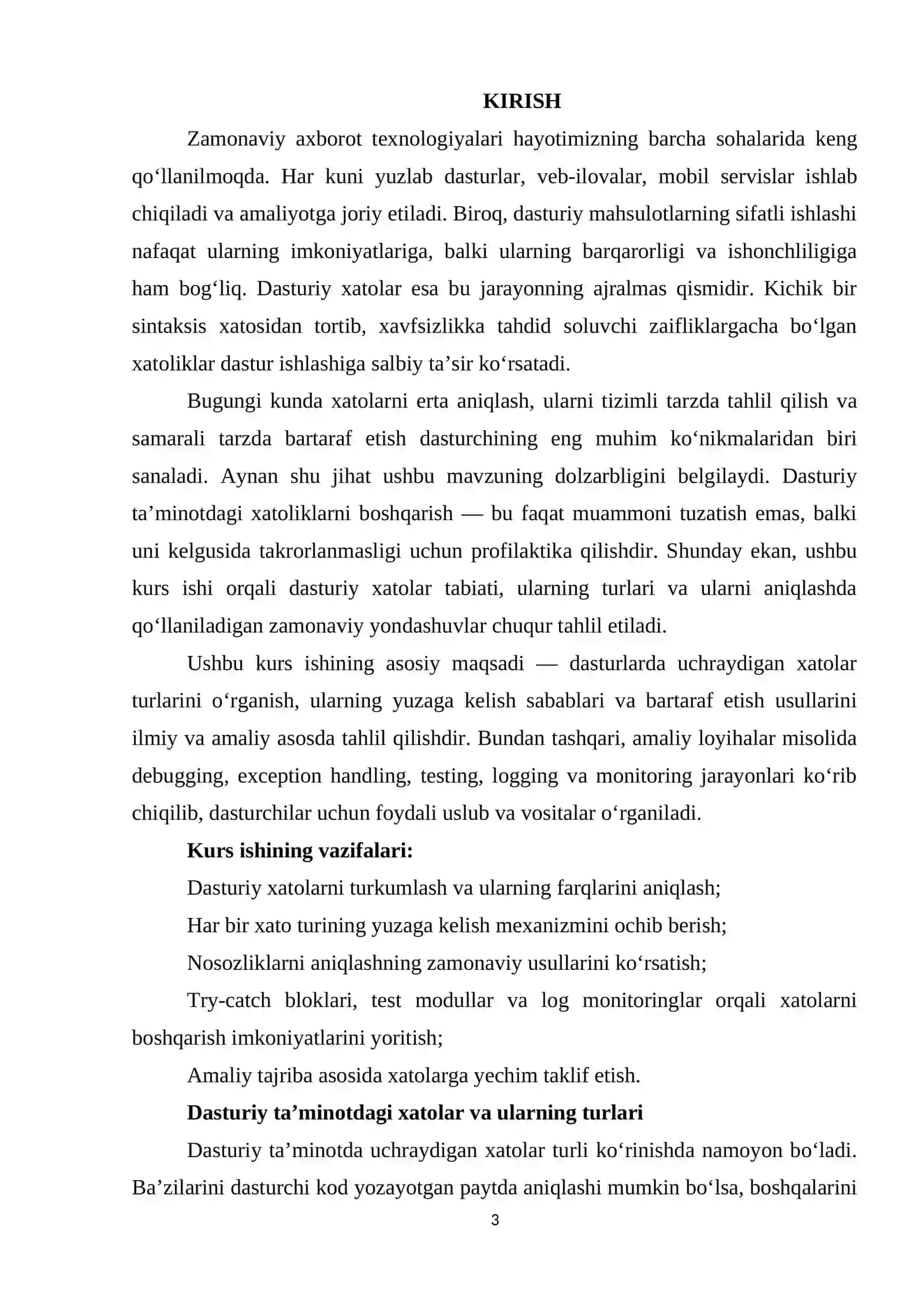 Dasturlarda xatolarni aniqlash va nosozliklarni bartaraf etish usullari 3