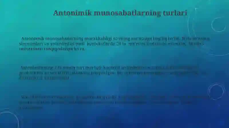 Antonimik munosabatlarning turlari 3