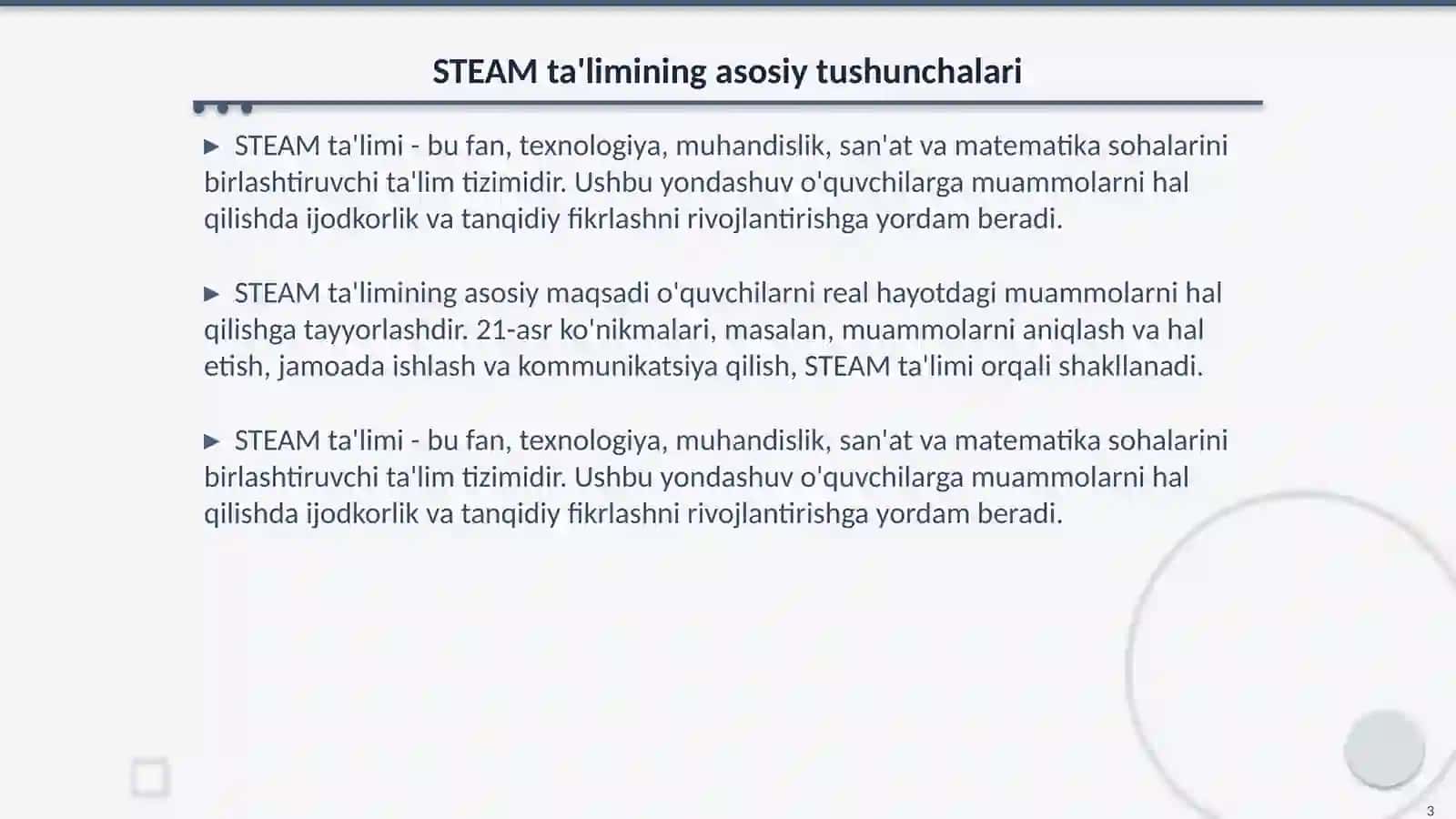 Texnologiya fani Mavzu texnologiya darslarida STEAM talimi 3